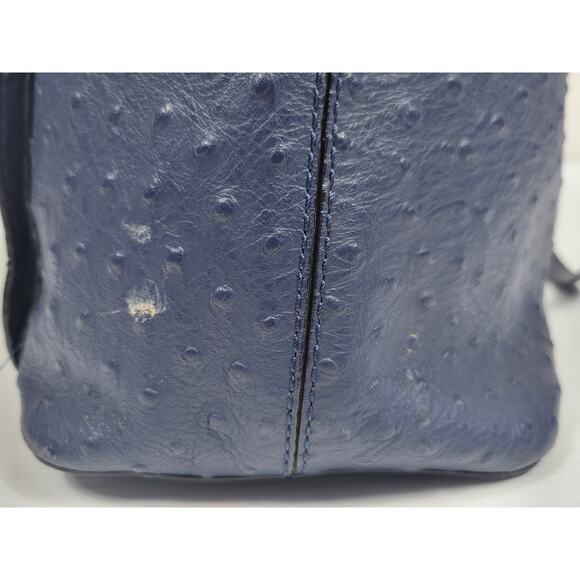 Kate Spade Elegant Halsey La Vita Blue Ostrich Cow Leather Tote Shoulder Bag‎ - Picture 10 of 16